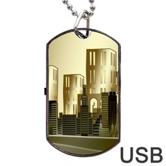 Architecture City House Dog Tag Usb Flash (two Sides) by Jancukart