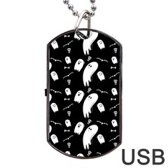 Ghost Background Halloween Dog Tag Usb Flash (two Sides) by Wegoenart
