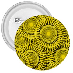 Yellow Abstract Sun Pattern Background 3  Buttons by Wegoenart