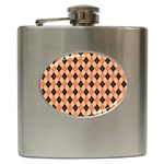Halloween Inspired Black Orange Diagonal Plaids Hip Flask (6 oz) Front