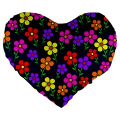 Background Flower Floral Bloom Large 19  Premium Heart Shape Cushions by Ravend