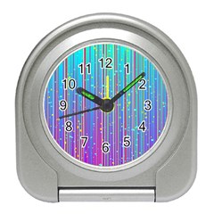 Blue Magenta Speckles Line Travel Alarm Clock by Wegoenart
