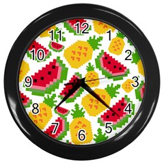 Watermelon Pattern Fruit Summer Wall Clock (black) by Wegoenart