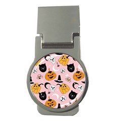 Pumpkin Cat Pattern Skull Money Clips (round)  by Wegoenart