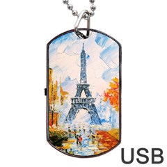 Eiffel Tower Landmark Architecture  Artistic Dog Tag Usb Flash (one Side) by danenraven