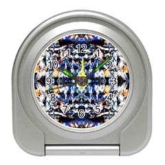 Cobalt Symmetry Travel Alarm Clock by kaleidomarblingart