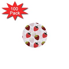 Strawberry Fruit Pattern Background 1  Mini Buttons (100 Pack)  by Wegoenart