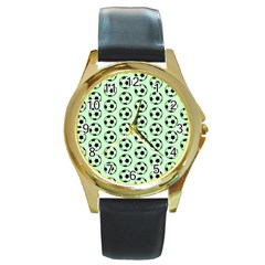 Pattern Ball Soccer Background Round Gold Metal Watch by Wegoenart