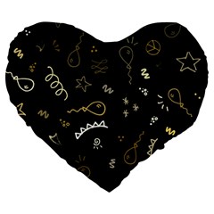 Background Graphic Beautiful Large 19  Premium Heart Shape Cushions by Ravend