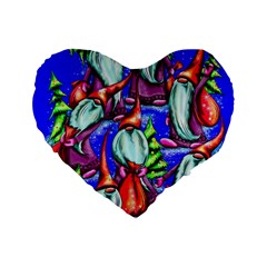 Merry Christmas Standard 16  Premium Flano Heart Shape Cushions by Ravend