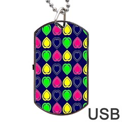 Blue Colorful Hearts Dog Tag Usb Flash (one Side) by ConteMonfrey