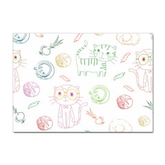 Cats And Food Doodle Seamless Pattern Sticker A4 (100 Pack) by danenraven