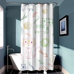 Cats And Food Doodle Seamless Pattern Shower Curtain 36  X 72  (stall)  by danenraven