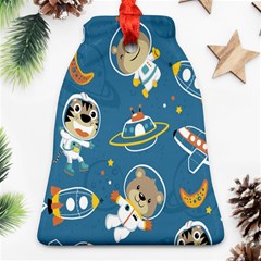 Seamless-pattern-funny-astronaut-outer-space-transportation Bell Ornament (two Sides) by Jancukart