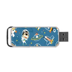 Seamless-pattern-funny-astronaut-outer-space-transportation Portable Usb Flash (two Sides) by Jancukart