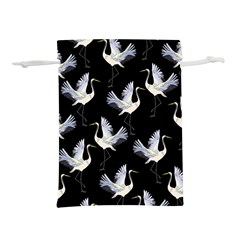 Crane-pattern Lightweight Drawstring Pouch (l) by Jancukart