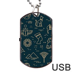 Dark-seamless-pattern-symbols-landmarks-signs-egypt -- Dog Tag Usb Flash (two Sides) by Jancukart