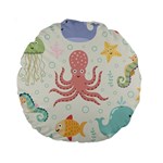 Underwater-seamless-pattern-light-background-funny Standard 15  Premium Round Cushions Back