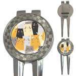 Seamless Pattern Cute Cat Cartoons 3-in-1 Golf Divots Front