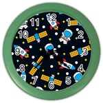Seamless Adventure Space-vector Pattern Background Color Wall Clock Front