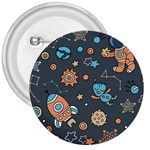 Rocketship Astronaut Space Seamless Pattern 3  Buttons Front