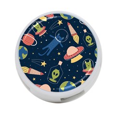 Seamless Pattern With Funny Alien Cat Galaxy 4-port Usb Hub (one Side) by Wegoenart