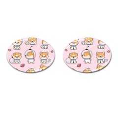 Set Kawaii Smile Japanese Dog Cartoon Cufflinks (oval) by Wegoenart