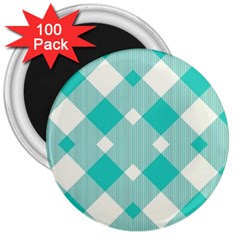 Diagonal Blue Torquoise 3  Magnets (100 Pack) by ConteMonfrey