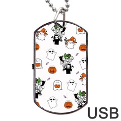 Halloween Jack O Lantern Vector Dog Tag Usb Flash (two Sides) by Ravend
