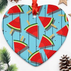 Blue Watermelon Popsicle  Ornament (heart) by ConteMonfrey
