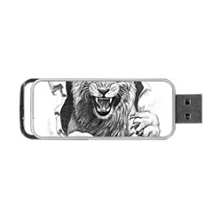 Drawing Angry Male Lion Roar Animal Portable Usb Flash (one Side) by danenraven