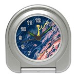 Liquid abstract paint texture Travel Alarm Clock Front