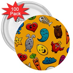 Graffiti Characters Seamless Ornament 3  Buttons (100 Pack)  by Wegoenart