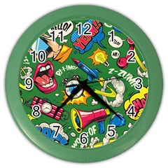 Pop Art Colorful Seamless Pattern Color Wall Clock by Wegoenart