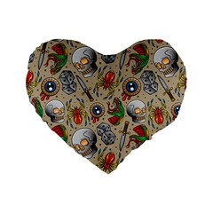Tattoo Pattern Standard 16  Premium Flano Heart Shape Cushions by Wegoenart