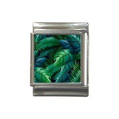 Tropical Green Leaves Background Italian Charm (13mm) by Wegoenart