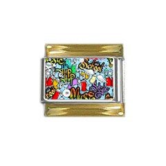 Graffiti Characters Seamless Patterns Gold Trim Italian Charm (9mm) by Wegoenart