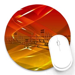 Music Notes Melody Note Sound Round Mousepad by Wegoenart