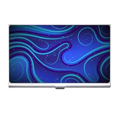 Wavy Abstract Blue Business Card Holder by Ravend