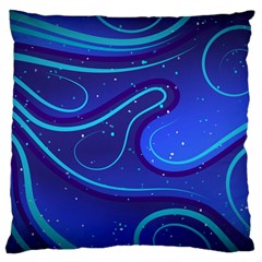 Wavy Abstract Blue Large Cushion Case (one Side) by Ravend