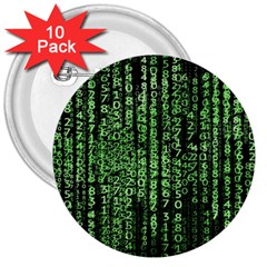 Matrix Technology Tech Data Digital Network 3  Buttons (10 Pack)  by Wegoenart