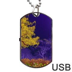Landscape Illustration Night Light Dog Tag Usb Flash (one Side) by Wegoenart