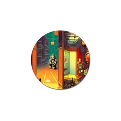 Illustration Robot Cute Sweet Futuristic Golf Ball Marker (10 Pack) by Wegoenart