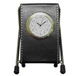 Bacterias Drawing Black And White Pattern Pen Holder Desk Clock Front