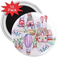 Easter Village  3  Magnets (10 Pack)  by ConteMonfrey