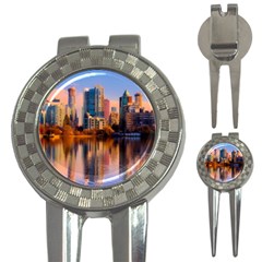Vancouver Canada Sea Ocean Reflections Skyline 3-in-1 Golf Divots by danenraven