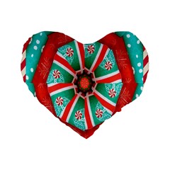 Christmas Kaleidoscope Standard 16  Premium Flano Heart Shape Cushions by artworkshop