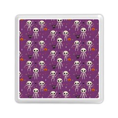 Background Halloween Pattern Pumpkin Skeleton Bat Memory Card Reader (square) by Ravend