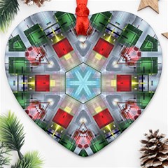 Geometric Symmetrical Symmetry Data Futuristic Heart Ornament (two Sides) by Ravend
