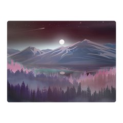 Mountains Nature Forest Moon Landscape Moonlight Double Sided Flano Blanket (mini) by Pakemis